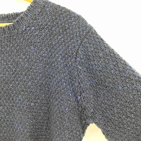 アイルランド製 ウール カラー切替 クルーネックニット メンズ import:M