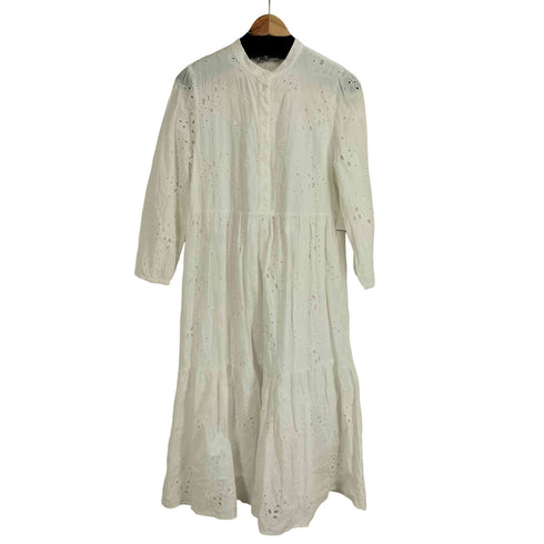 ザラ ZARA MIDI DRESS WITH CUTWORK EMBROIDERY レディース import:M