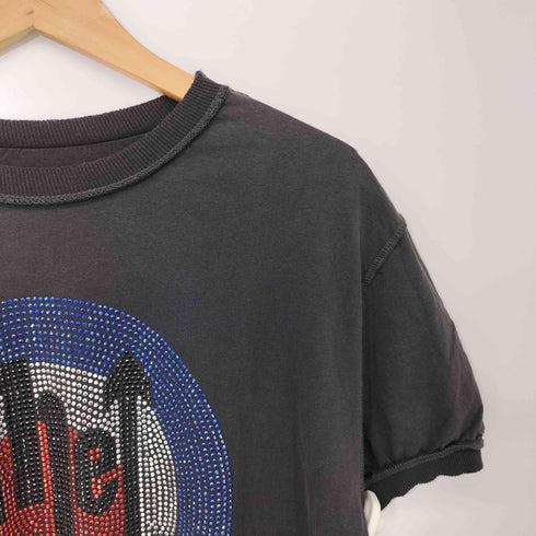 アンプリファイド AMPLIFIED Y2K ブリティッシュ ロック バンド ラインストーン ターゲット ロゴ S/S フェード加工 Tシャツ メンズ import:M