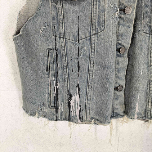 ハーレーダビッドソン HARLEY-DAVIDSON 90S イーグルタグ ペイントデザイン デニムジャケット ベスト メンズ