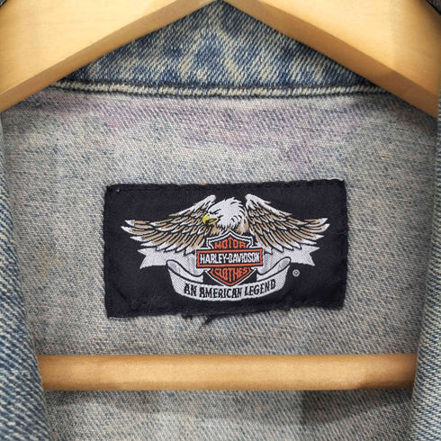 ハーレーダビッドソン HARLEY-DAVIDSON 90S イーグルタグ ペイントデザイン デニムジャケット ベスト メンズ