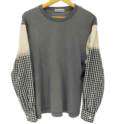 イッセイミヤケメン ISSEY MIYAKE MEN グラデーション ギンガムチェック スリーブ L/S Tシャツ メンズ JPN:S