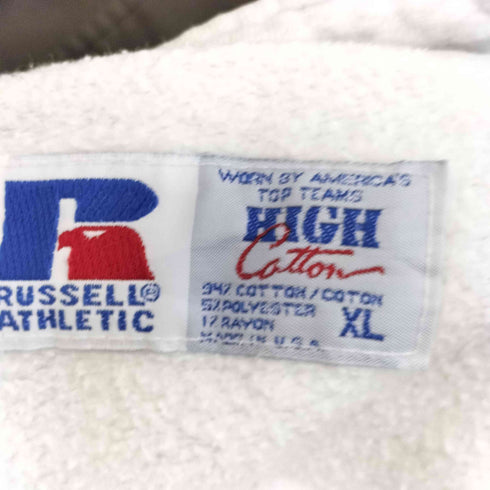 ラッセルアスレチック RUSSELL ATHLETIC 90s USA製 HIGH Cotton 裾ロゴ刺繍 ハーフジップ スウェット プルオーバー メンズ import:XL