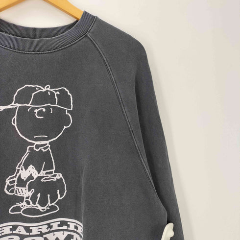ピーナッツ PEANUTS 製品染め キャラクタープリント クルーネックスウェット メンズ JPN:L