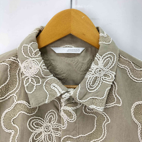 ザラ ZARA コットン総柄ガーゼシャツ メンズ import:M