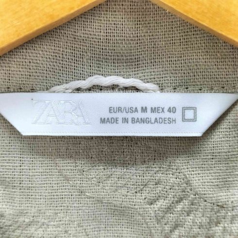 ザラ ZARA コットン総柄ガーゼシャツ メンズ import:M