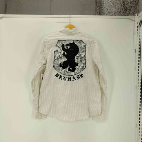 BAUHAUS バックレザー ロゴ カットオフ L/S ストライプ シャツ メンズ