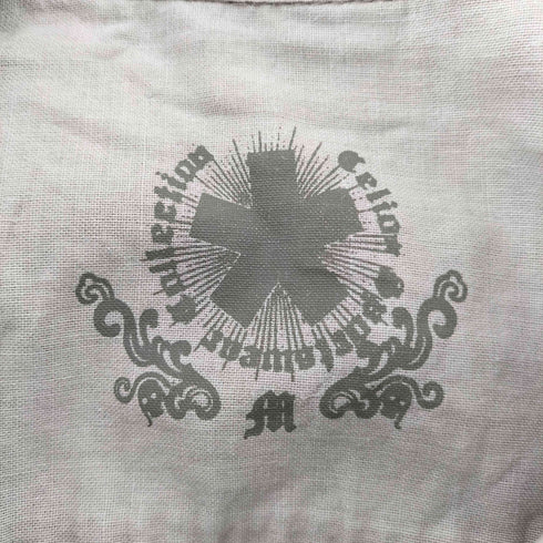 プリント カットオフ リネン コットン L/S シャツ メンズ