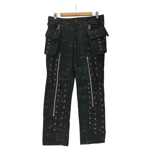 GLP GOTHING LOUTAE PUNK スカル ドクロ 総柄 ジップ ボンテージ パンツ Y2K メンズ XL