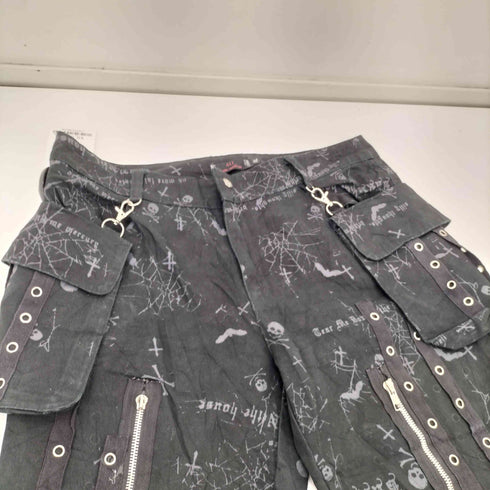 GLP GOTHING LOUTAE PUNK スカル ドクロ 総柄 ジップ ボンテージ パンツ Y2K メンズ XL