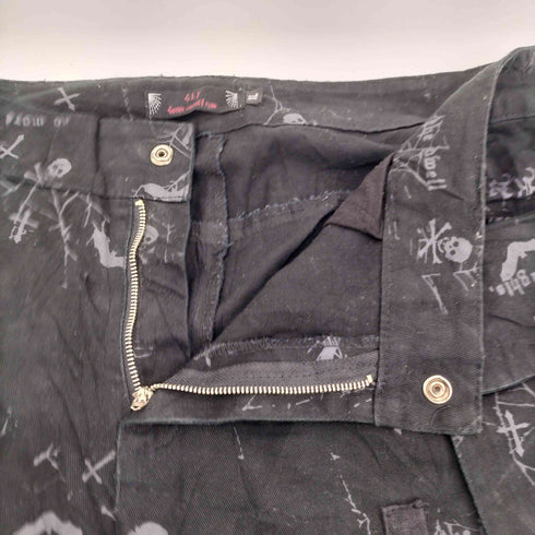 GLP GOTHING LOUTAE PUNK スカル ドクロ 総柄 ジップ ボンテージ パンツ Y2K メンズ XL