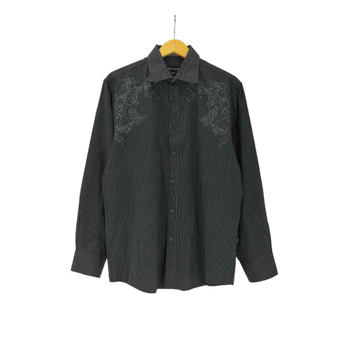 MICHAEL BRANDON 総柄 プリント L/S ストライプ シャツ メンズ import:L