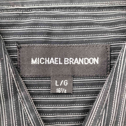 MICHAEL BRANDON 総柄 プリント L/S ストライプ シャツ メンズ import:L