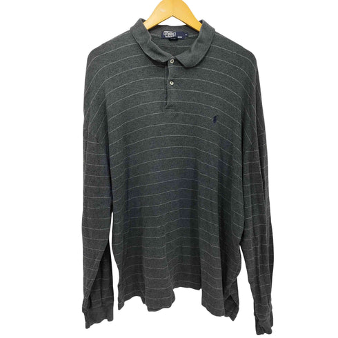 ポロバイラルフローレン Polo by RALPH LAUREN 90s ポニー刺繍 ボーダー コットン L/S ポロシャツ メンズ import:XL