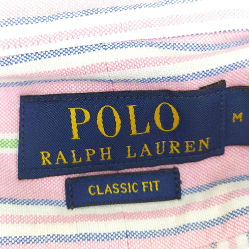 ポロラルフローレン POLO RALPH LAUREN 現行タグ CLASSIC FIT ポニー刺繍 ボタンダウン ストライプ 長袖シャツ メンズ import:M