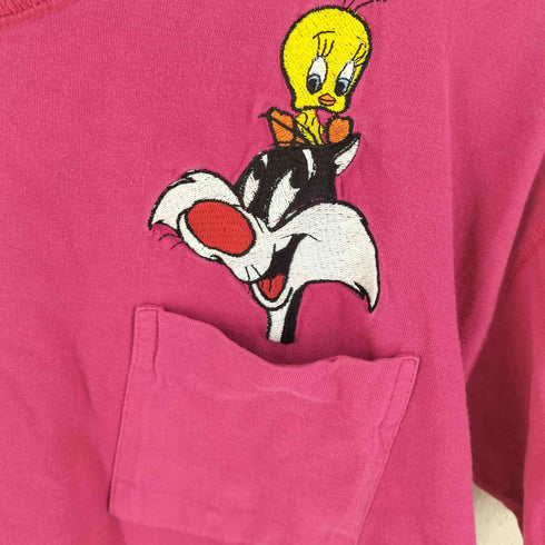 ACME CLOTHING 1991 スリランカ製 キャラクター刺繍 ポケット付き Tシャツ レディース S
