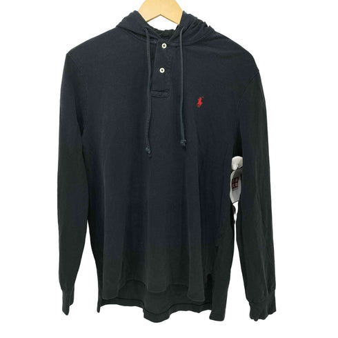 ポロバイラルフローレン Polo by RALPH LAUREN 90s フード付 ヘンリーネック 鹿の子 L/S ポロシャツ メンズ import:L