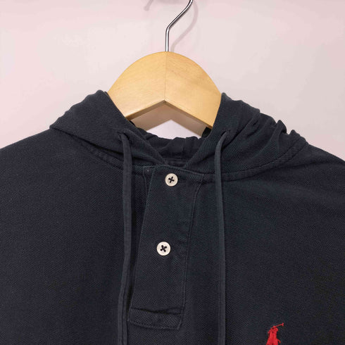 ポロバイラルフローレン Polo by RALPH LAUREN 90s フード付 ヘンリーネック 鹿の子 L/S ポロシャツ メンズ import:L