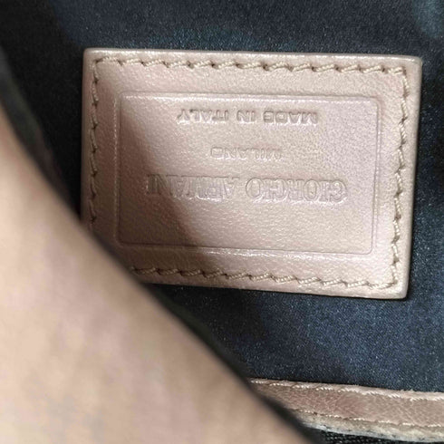 ジョルジオアルマーニ Giorgio Armani 13AW イタリア製 シープレザー ロゴ ストラップ ハンド バッグ レディース