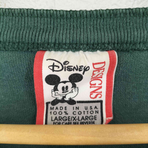 90S USA製 ワンポイントキャラクタープリント ヘンリーネックTシャツ メンズ L/XL