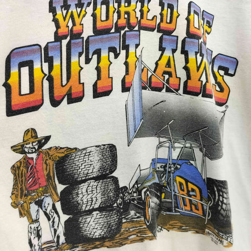 Bamtam 80s USA製 シングルステッチ コピーライト1983 Vネック フロントプリント 半袖Tシャツ メンズ XL