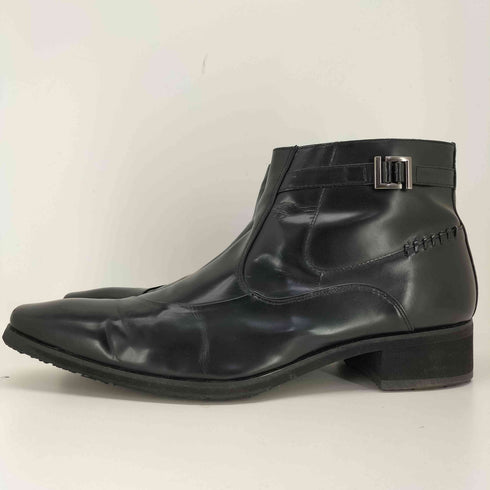 トラサルディ TRUSSARDI 日本製 ポインテッドトゥ ヒール レザー ブーツ メンズ JPN:27.5