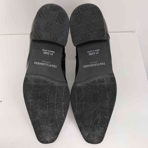 トラサルディ TRUSSARDI 日本製 ポインテッドトゥ ヒール レザー ブーツ メンズ JPN:27.5