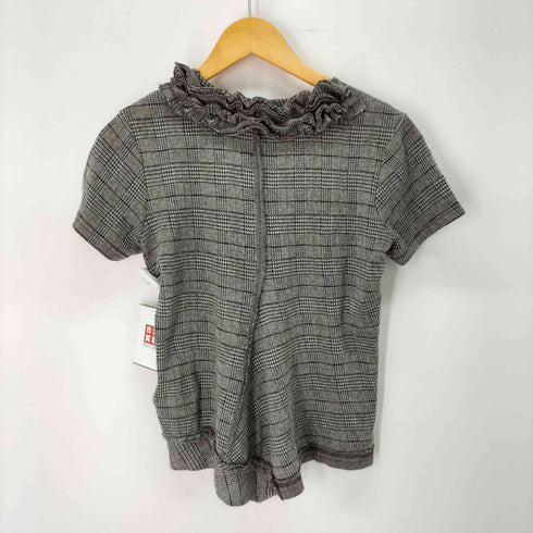 ワイズ Ys フリルグレンチェック クルーネック半袖Tシャツ レディース JPN:2