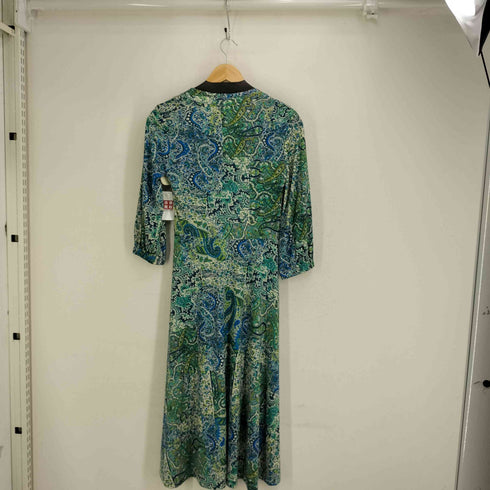 EGERIE PARIS 総柄 七分袖 ストレッチワンピース レディース