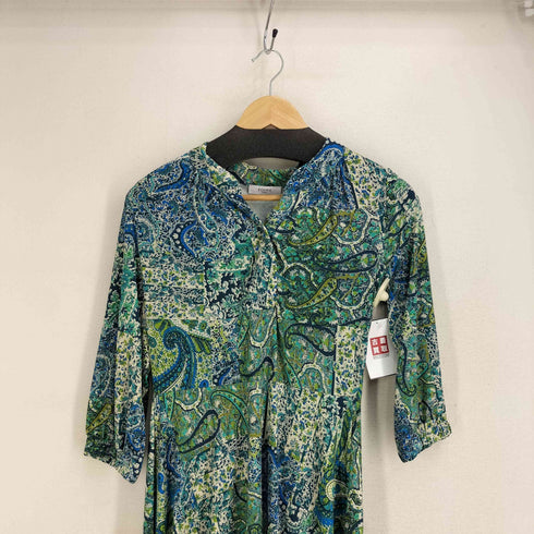 EGERIE PARIS 総柄 七分袖 ストレッチワンピース レディース