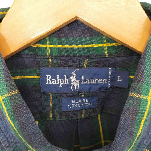 ラルフローレン RALPH LAUREN 90s BLAIRE ポニー刺繍 ボタンダウン チェックシャツ メンズ import:L