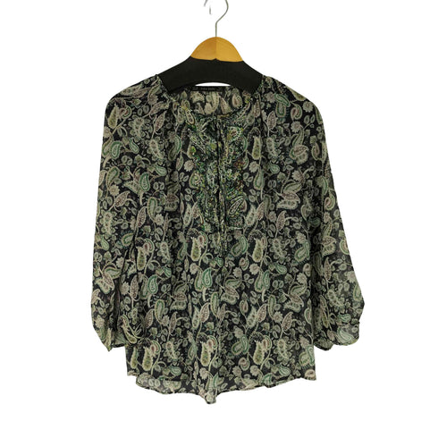 ザラ ZARA L/S 総柄シースルーブラウス レディース import:XS