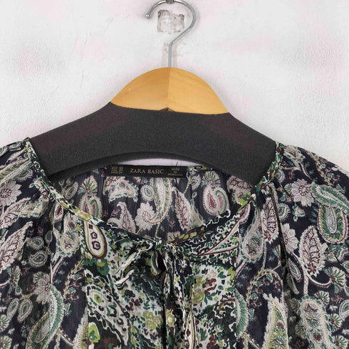 ザラ ZARA L/S 総柄シースルーブラウス レディース import:XS