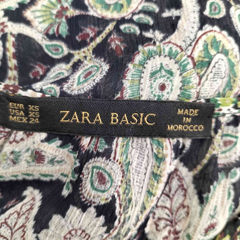 ザラ ZARA L/S 総柄シースルーブラウス レディース import:XS