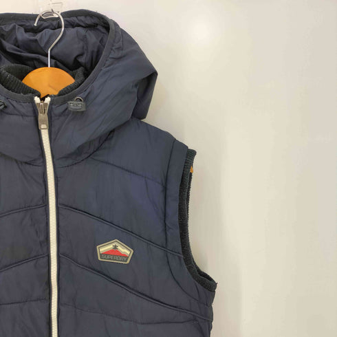 スーパードライ Superdry 極度乾燥(しなさい) Premium Black Label 裏地フリース 中綿 フーデット ベスト メンズ import:L
