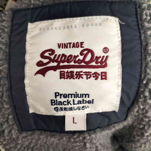 スーパードライ Superdry 極度乾燥(しなさい) Premium Black Label 裏地フリース 中綿 フーデット ベスト メンズ import:L