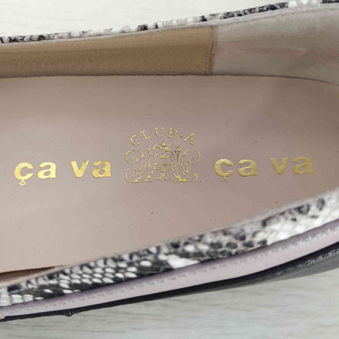 サヴァサヴァ cava cava 他と被らない個性ある素材使い◆ストライプパンプス レディース JPN:24.5