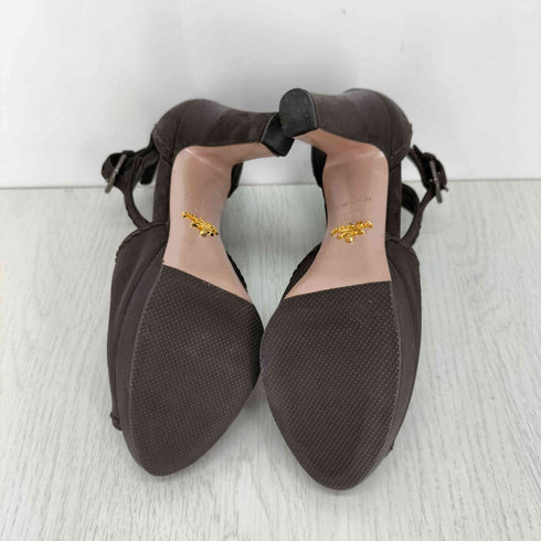 プラダ PRADA CAPRA ANTIC オープントゥ ベルト ヒールサンダル レディース 36.5