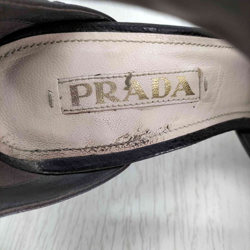 プラダ PRADA CAPRA ANTIC オープントゥ ベルト ヒールサンダル レディース 36.5