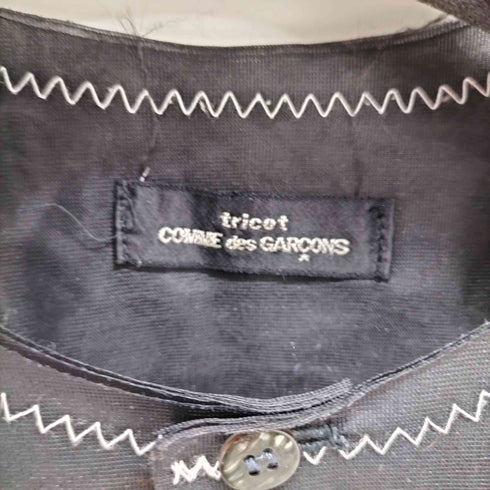 トリココムデギャルソン tricot COMME des GARCONS AD1998 ナイロンノーカラーブラウス レディース