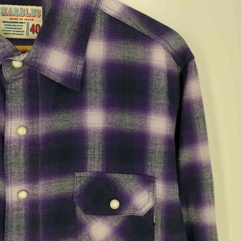 マーブルズ MARBLES シャドーチェック スナップボタン L/S レギュラーカラーシャツ メンズ JPN:L
