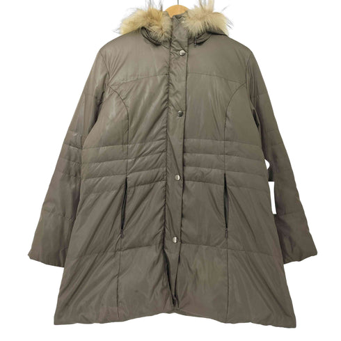 ラクーンファー フーデッド ダウンコート レディース M-L