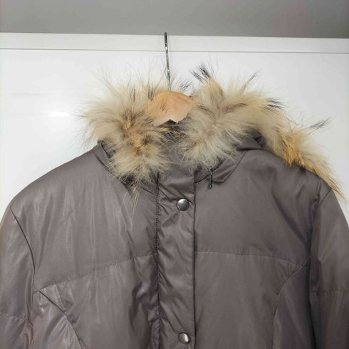 ラクーンファー フーデッド ダウンコート レディース M-L