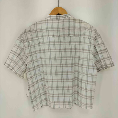 25ss NON NO ストライプ&チェックワッシャー クロップドオーバーシャツ レディース