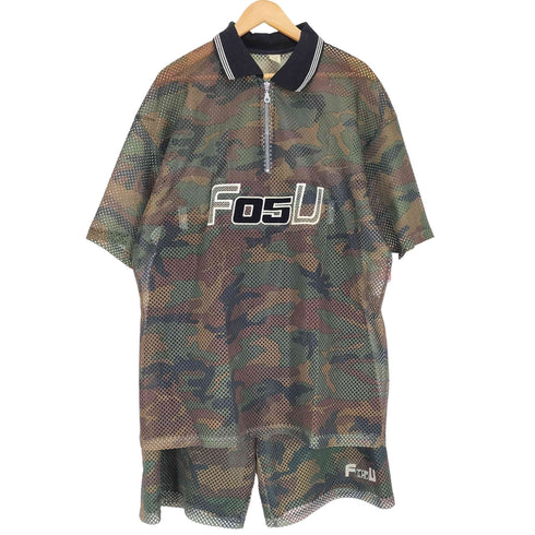 F05U USA製 迷彩メッシュセットアップ メンズ L/L