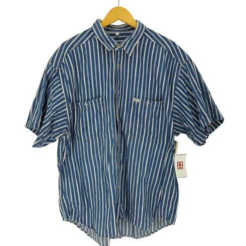 ゲス GUESS 90S USA製 ストライプ S/S ワークシャツ メンズ XXL