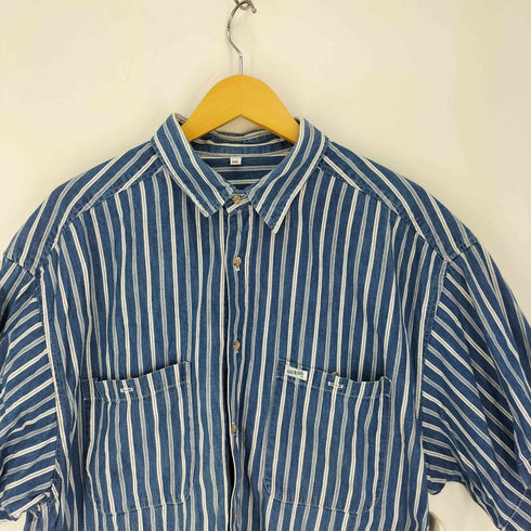 ゲス GUESS 90S USA製 ストライプ S/S ワークシャツ メンズ XXL