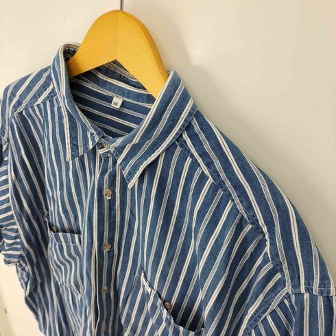 ゲス GUESS 90S USA製 ストライプ S/S ワークシャツ メンズ XXL