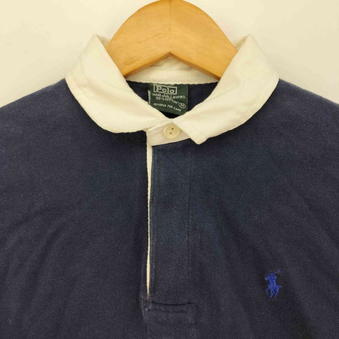 ポロバイラルフローレン Polo by RALPH LAUREN 80-90S 緑タグ ポニー 刺繍 ボーダー L/S ラガー シャツ レディース KIDS M