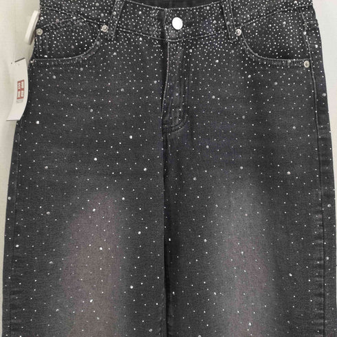 アビトーキョー ABITOKYO ラインストーン ストレートデニムパンツ レディース JPN:L